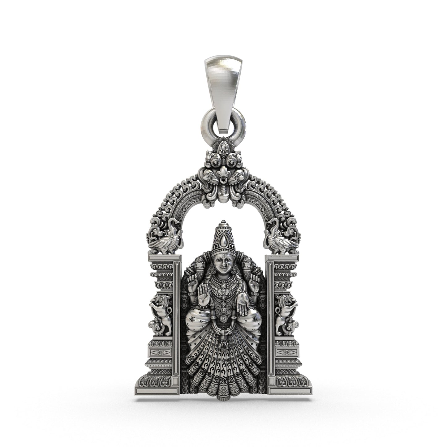 925 Silver Alamelu Manga Padmavathi Devi Pendant | Lakshmi Avatar Jewelry for Wealth & Prosperity | South Indian Temple Style Goddess Pendant