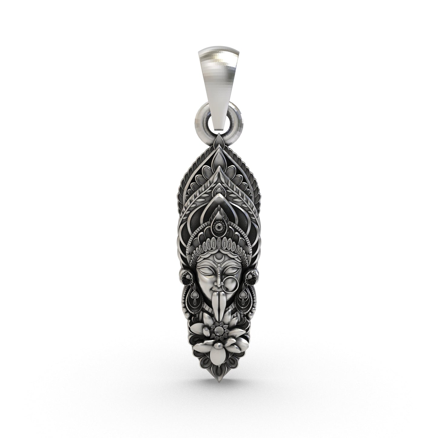 925 Silver Kalimaa Face Pendant | Fierce Goddess Kali Pendant for Power & Protection | Handmade Hindu Spiritual Jewelry