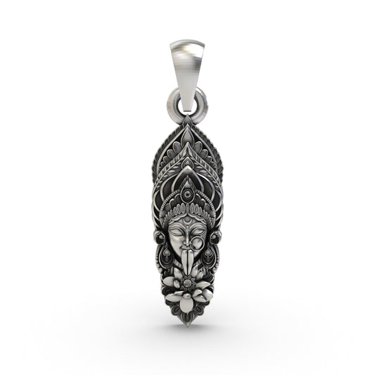925 Silver Kalimaa Face Pendant | Fierce Goddess Kali Pendant for Power & Protection | Handmade Hindu Spiritual Jewelry