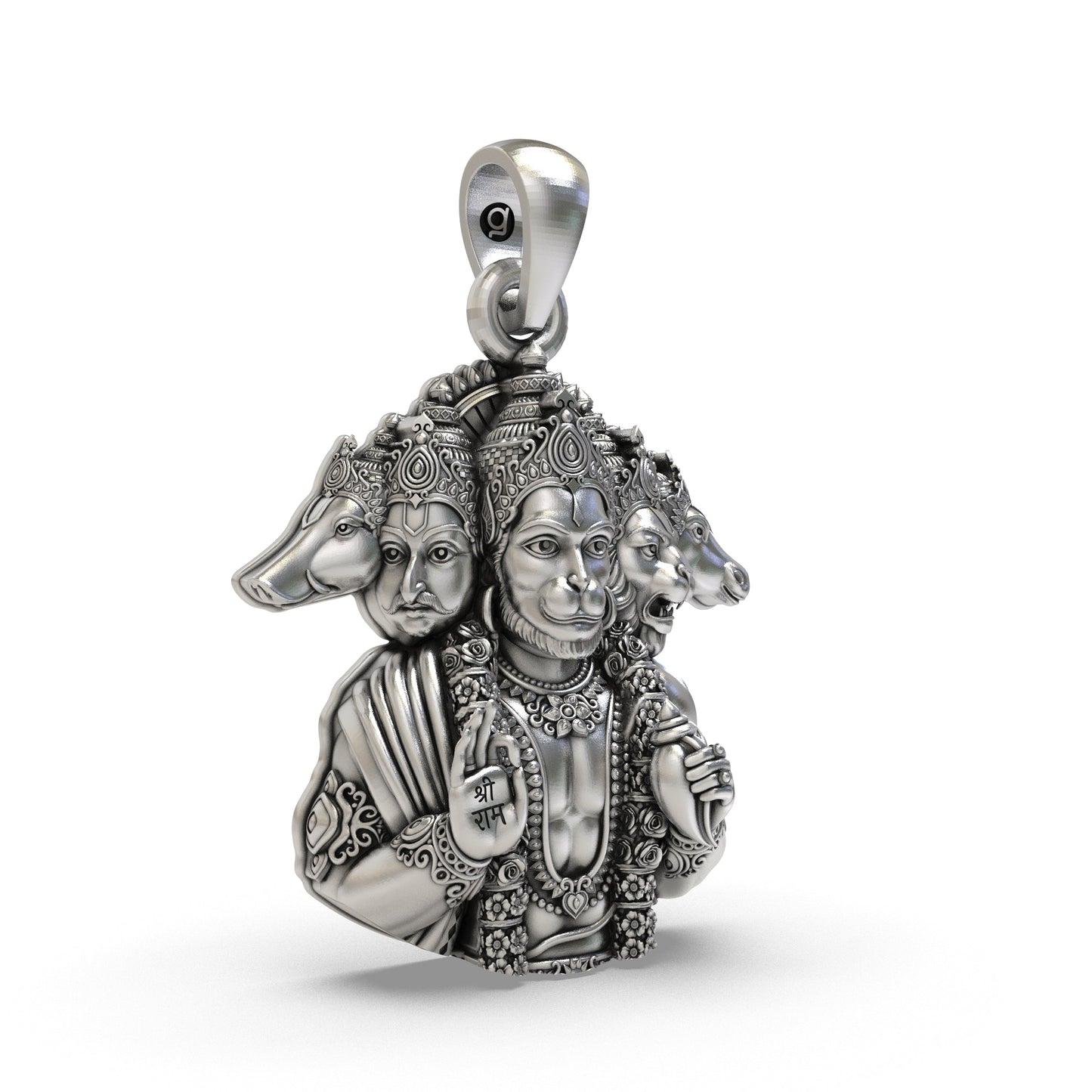 925 Silver Panchmukhi Hanumanji Pendant for Protection & Strength - Divine Hindu God Jewelry