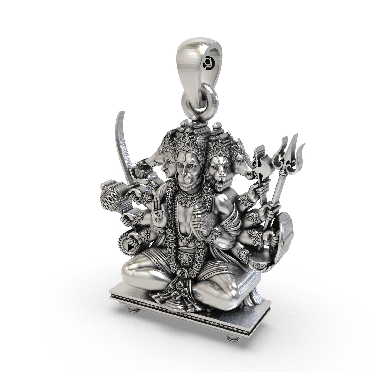 925 Silver Sitting Panchmukhi Hanuman Pendant - Divine Protection & Strength Jewelry