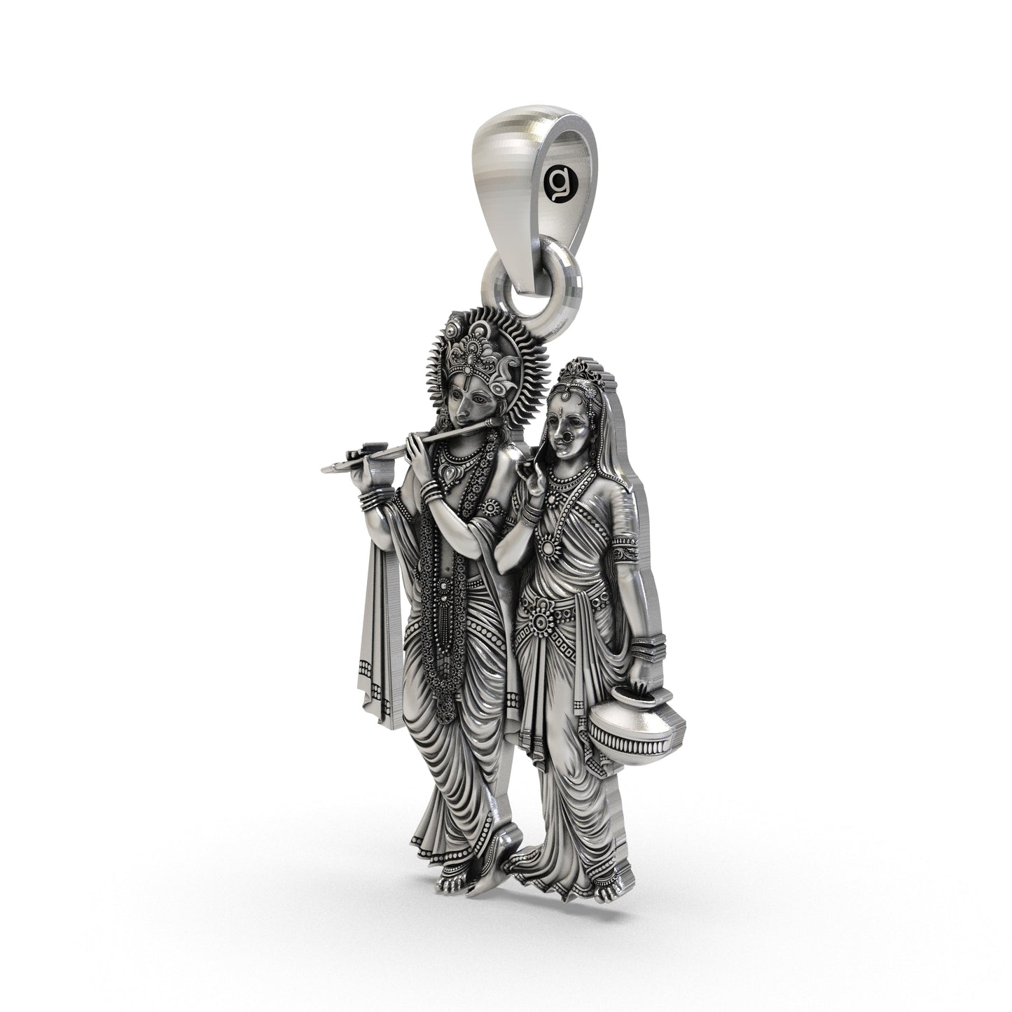 925 Silver Radha Krishna Pendant - Divine Love & Devotion Jewelry for Spiritual Blessings