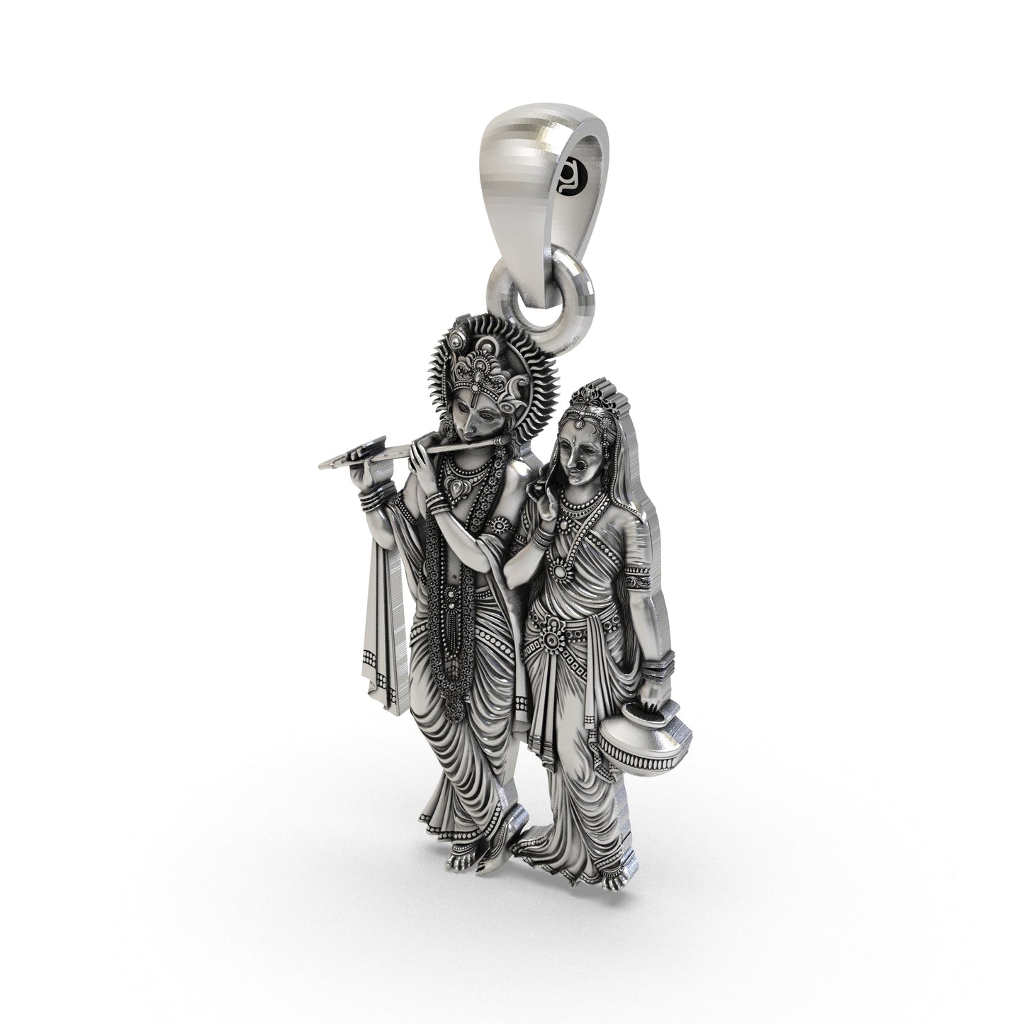 925 Silver Radha Krishna Pendant - Divine Love & Devotion Jewelry for Spiritual Blessings