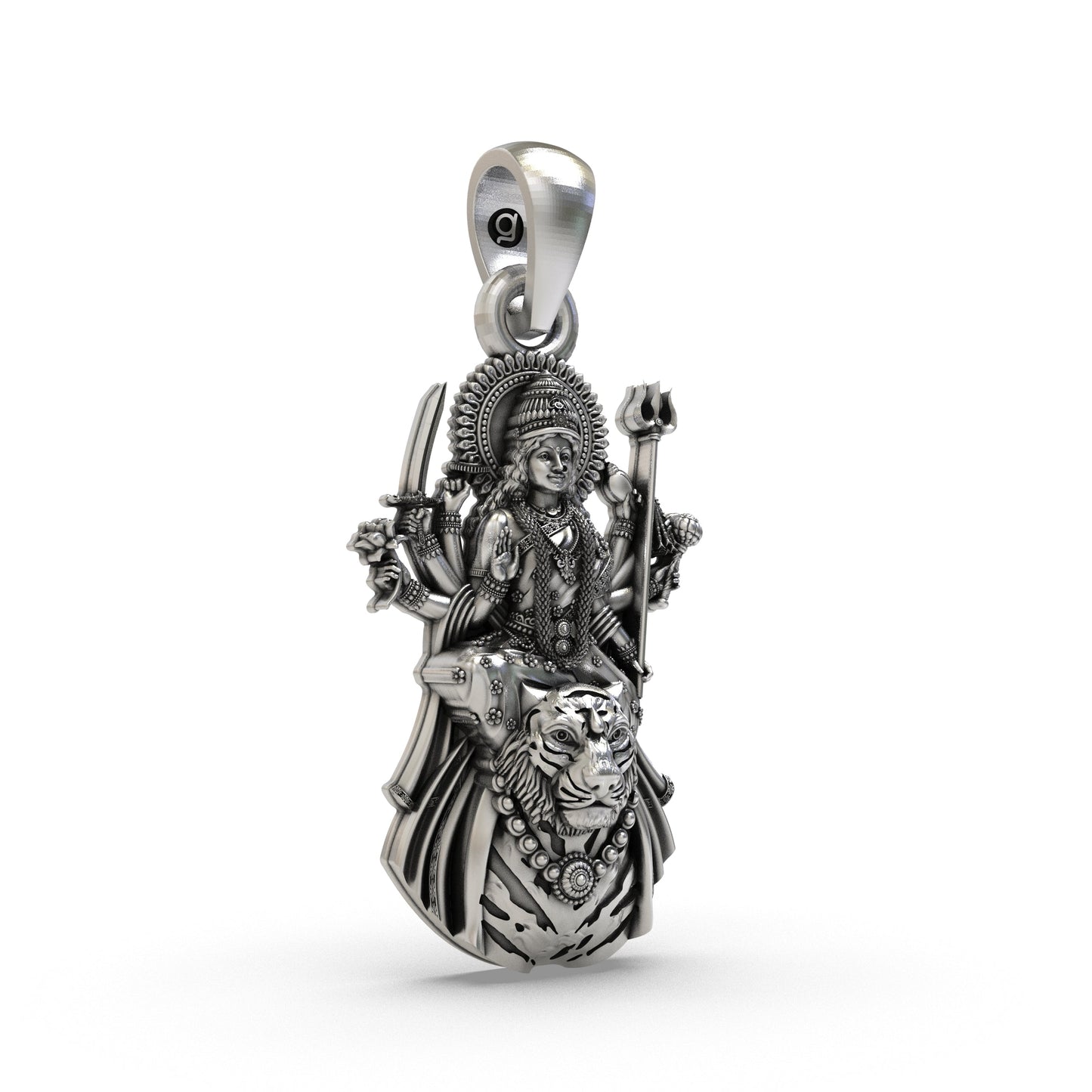 925 Silver Ambemaa Pendant | Goddess Durga Mata Jewelry | Spiritual Hindu Amba Pendant for Protection & Power