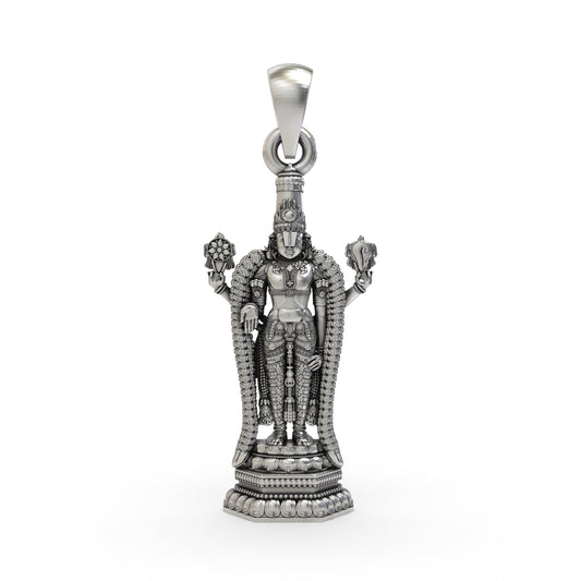 925 Silver Lord Venkateswara Swamy Pendant – Pure Sterling Devotional Temple Jewelry for Men & Women
