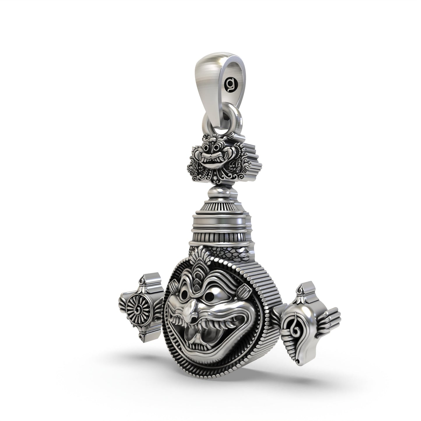 925 Silver Narasimha Pendant with Shankh & Chakra