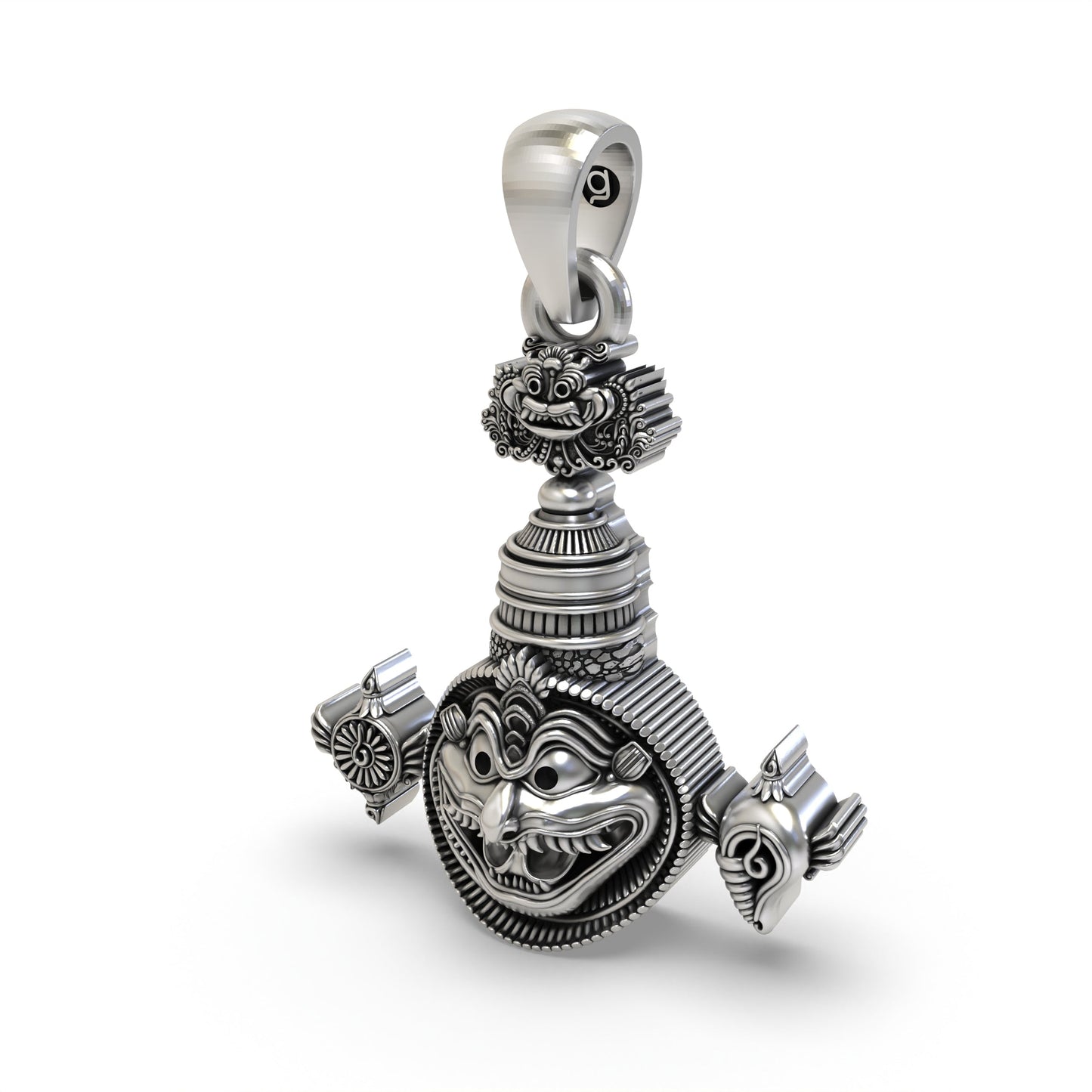 925 Silver Narasimha Pendant with Shankh & Chakra