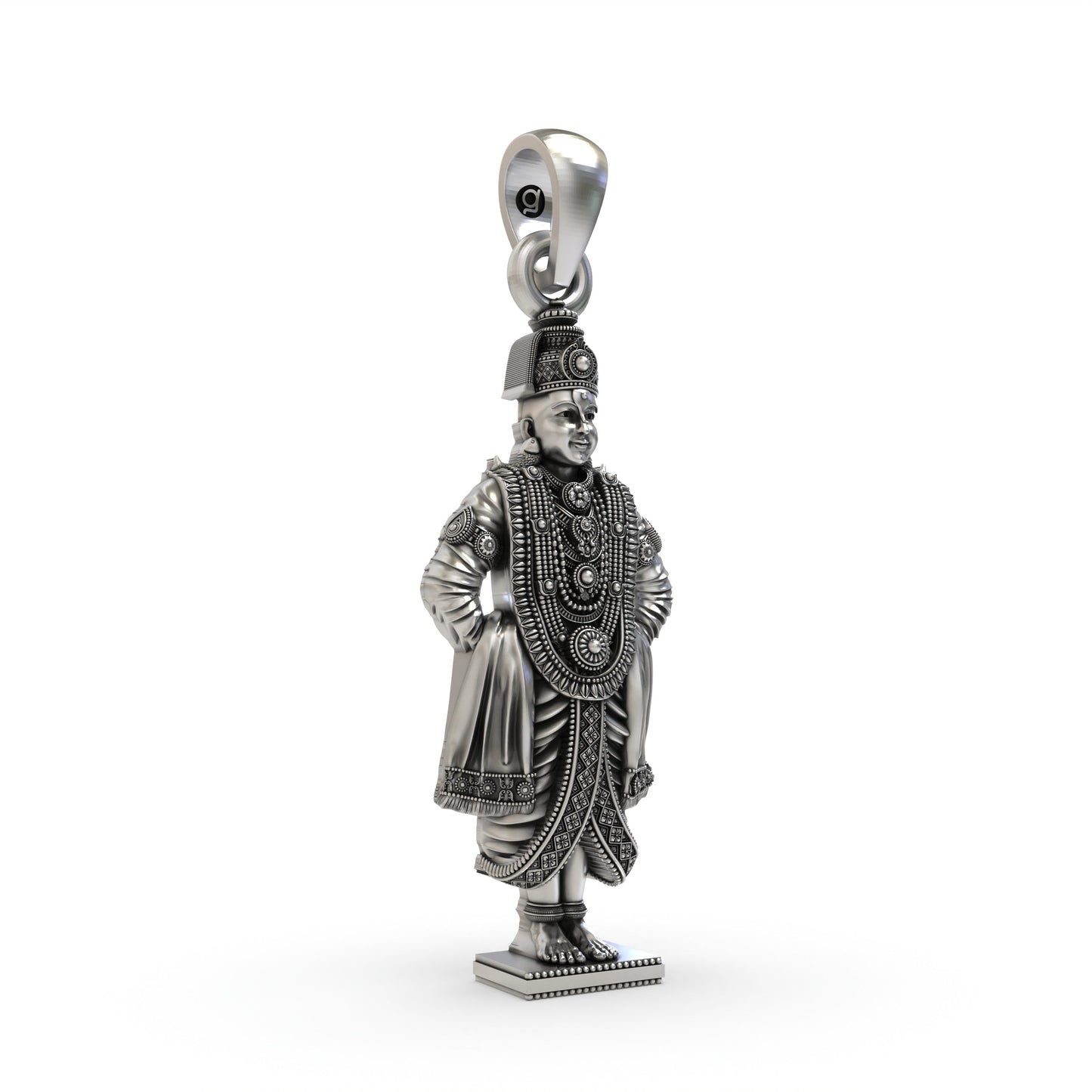 925 Silver Vitthal (Vithoba) Pendant with Intricate Detailing