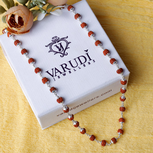Rudraksha Silver Mala ( 6 - 7 mm Rudraksha)