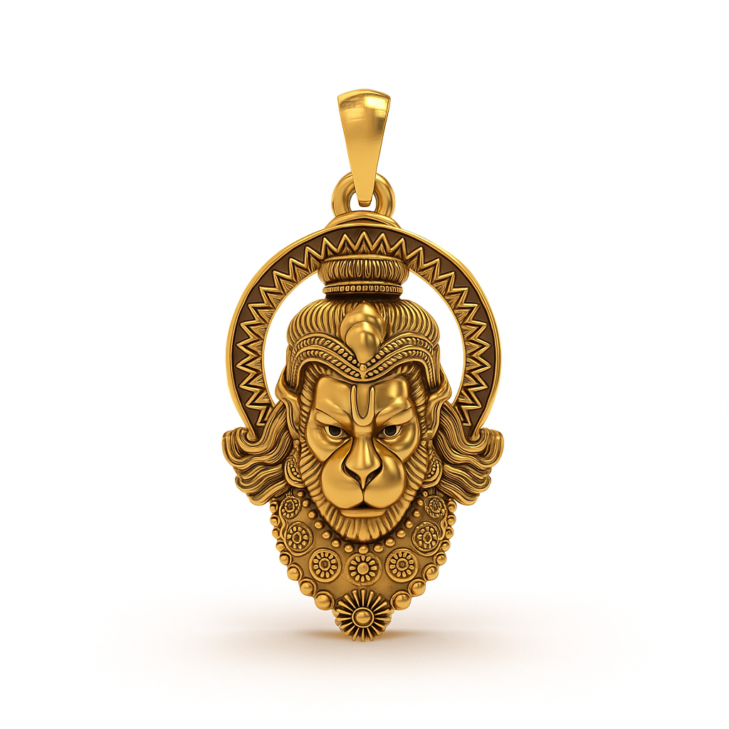 Silver Hanumanji Face Pendant - Intricately Crafted 925 Sterling Silver Jewelry for Devotees