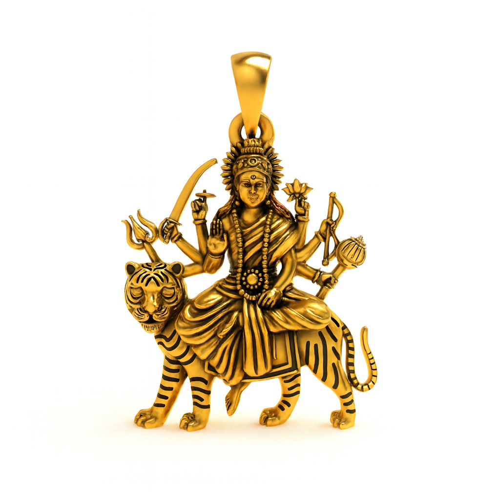 Silver Ambe Maa Pendant ( Gold-Plated )